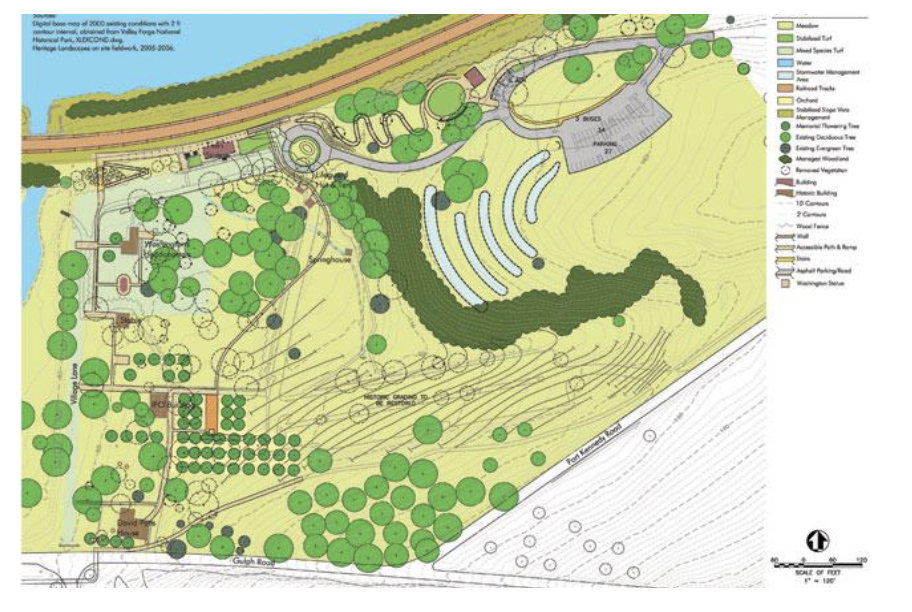 Figure 2 – Washington’s Headquarters at Valley Forge, landscape treatment plan. (Source: Heritage Landscapes LLC).